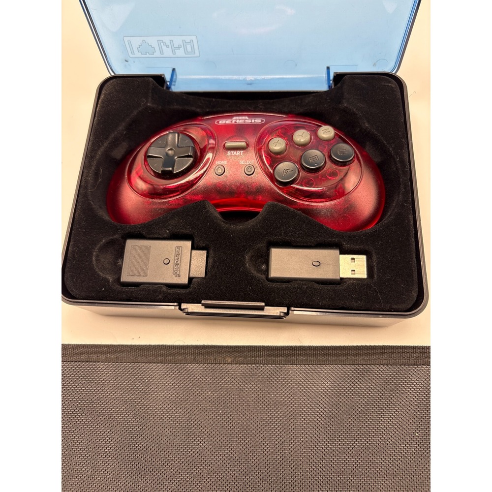 Retro-Bit Sega Genesis 8-Button Wireless Arcade Pad Transparent Red RB-GEN-734